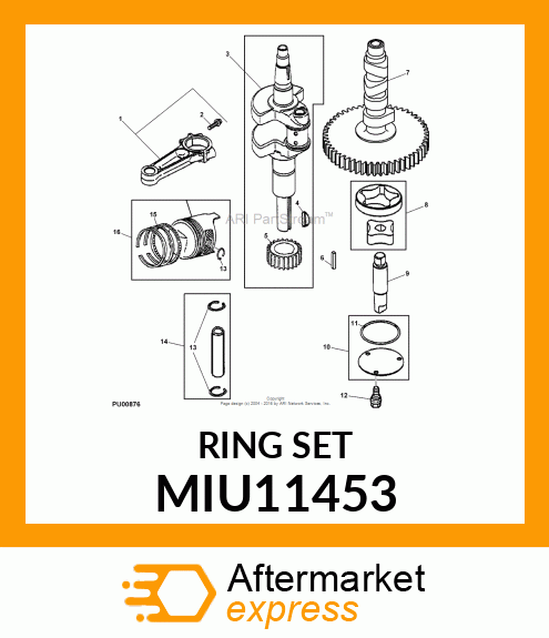 PISTON RING KIT, RING SET STANDARD MIU11453