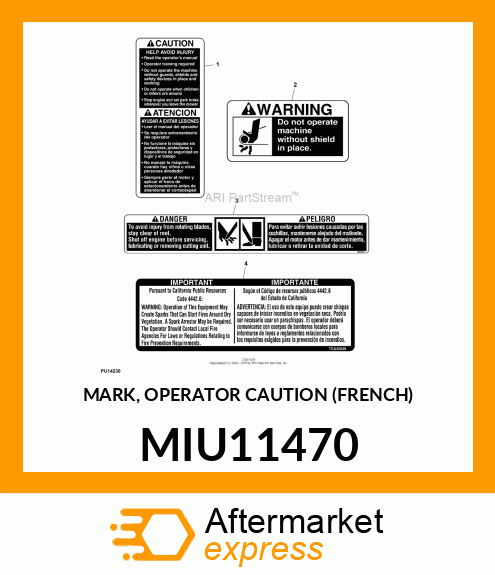 MARK, OPERATOR CAUTION (FRENCH) MIU11470