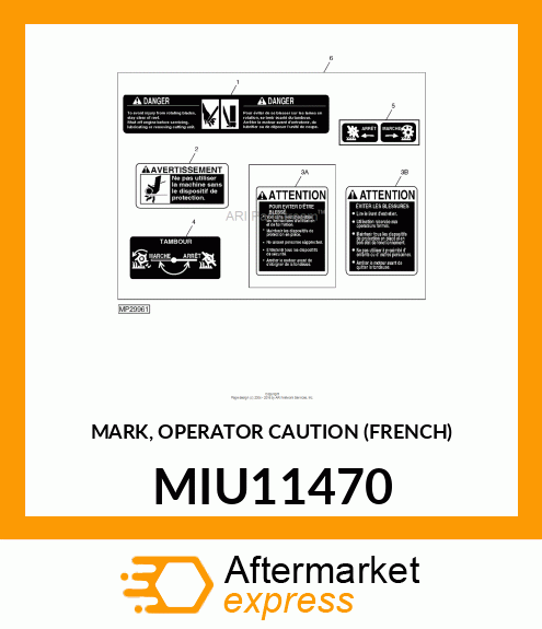 MARK, OPERATOR CAUTION (FRENCH) MIU11470