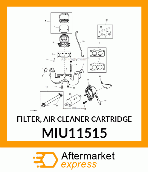 FILTER, AIR CLEANER CARTRIDGE MIU11515