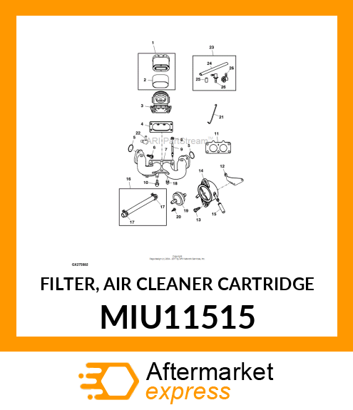 FILTER, AIR CLEANER CARTRIDGE MIU11515