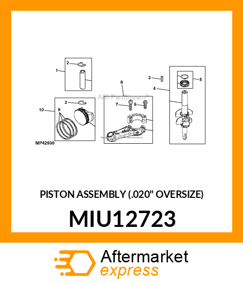 PISTON ASSEMBLY (.020" OVERSIZE) MIU12723