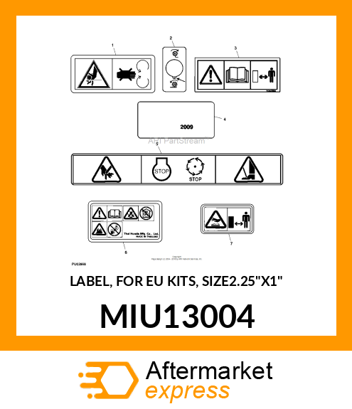 LABEL, FOR EU KITS, SIZE2.25"X1" MIU13004