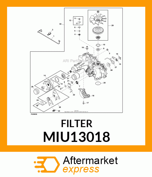 HYDRAULIC FILTER, OIL FILTER MIU13018