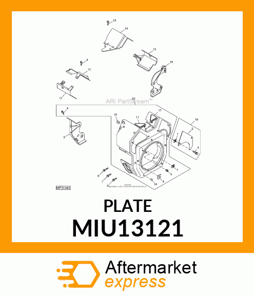 BAFFLE, VALLEY #1 CYLINDER MIU13121