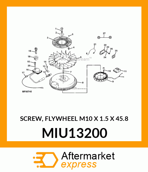 SCREW, FLYWHEEL M10 X 1.5 X 45.8 MIU13200