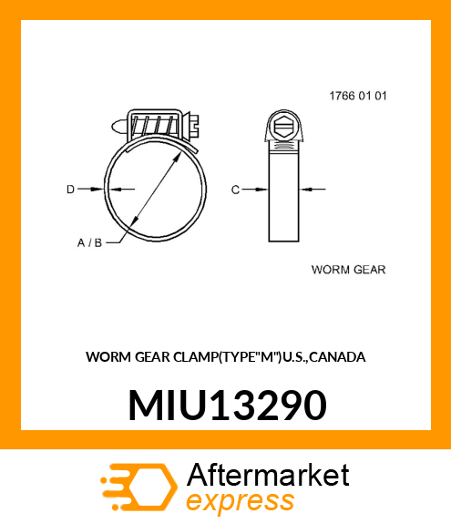 WORM GEAR CLAMP(TYPE"M")U.S.,CANADA MIU13290