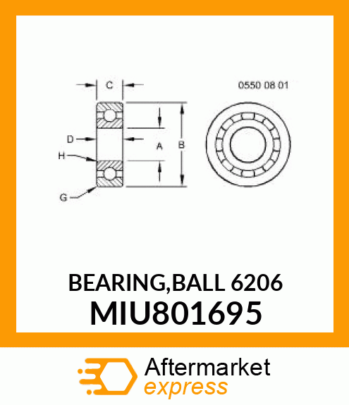 BEARING,BALL 6206 MIU801695