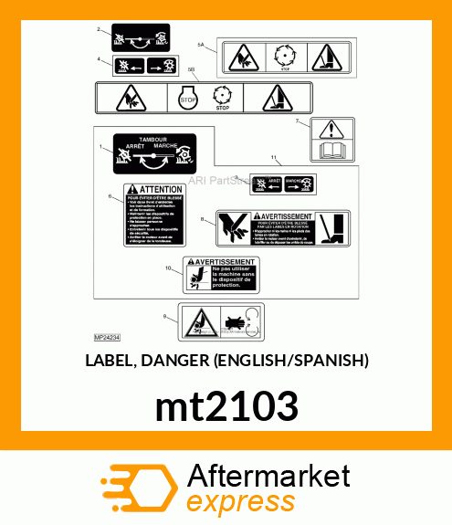 LABEL, DANGER (ENGLISH/SPANISH) mt2103