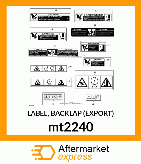 LABEL, BACKLAP (EXPORT) mt2240