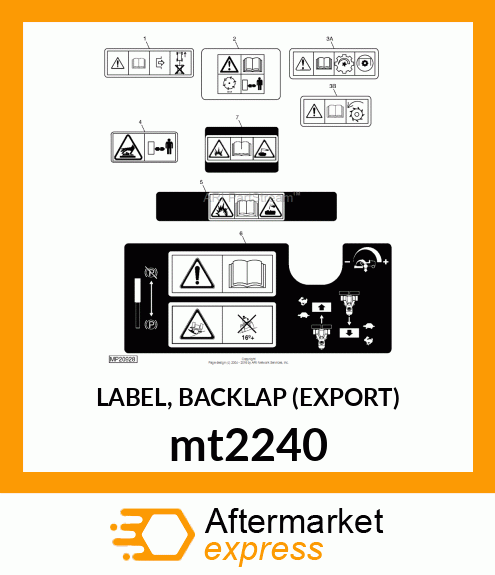 LABEL, BACKLAP (EXPORT) mt2240