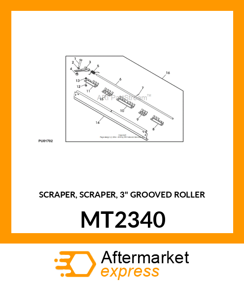 SCRAPER, SCRAPER, 3" GROOVED ROLLER MT2340