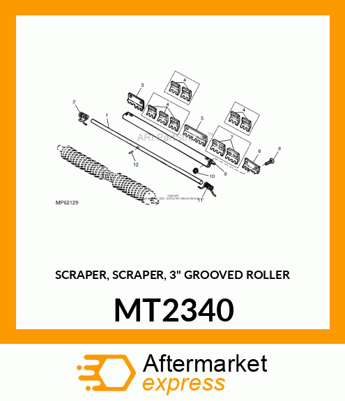SCRAPER, SCRAPER, 3" GROOVED ROLLER MT2340