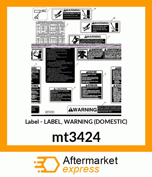 LABEL, WARNING (PRESSURIZED FLUID) mt3424