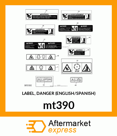 LABEL, DANGER (ENGLISH/SPANISH) mt390