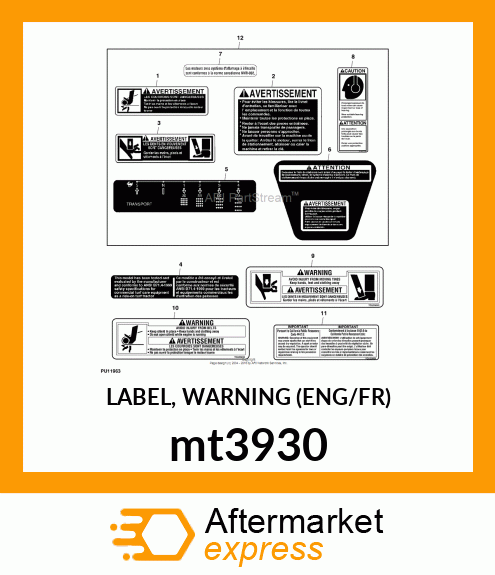 LABEL, WARNING (ENG/FR) mt3930