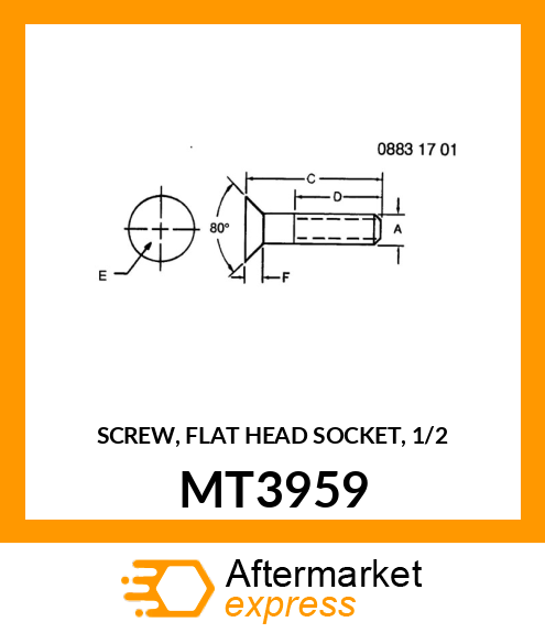 SCREW, FLAT HEAD SOCKET, 1/2 MT3959