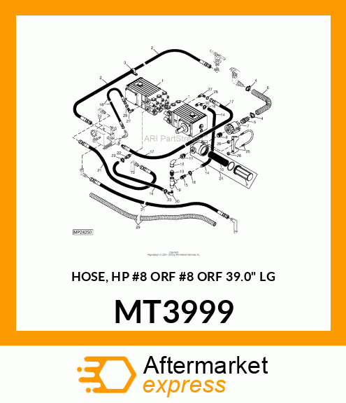 HOSE, HP #8 ORF #8 ORF 39.0" LG MT3999