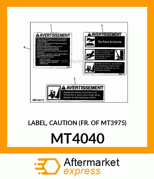 LABEL, CAUTION (FR. OF MT3975) MT4040