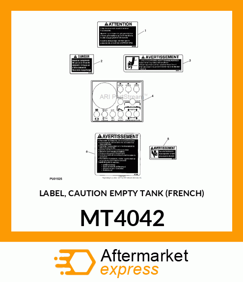 LABEL, CAUTION EMPTY TANK (FRENCH) MT4042