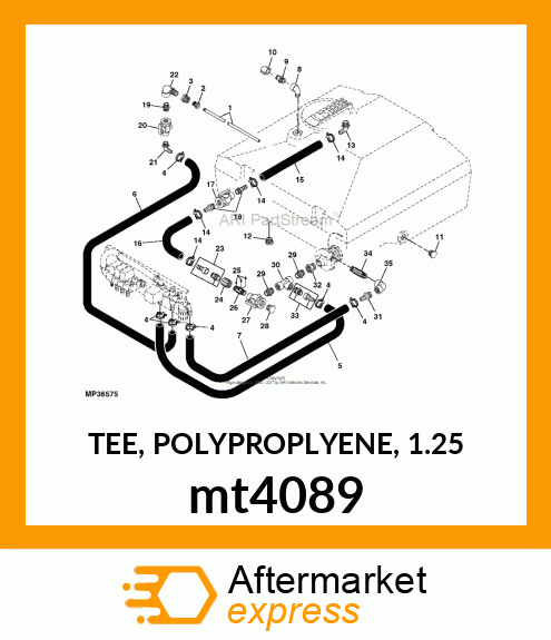 TEE, POLYPROPLYENE, 1.25 mt4089