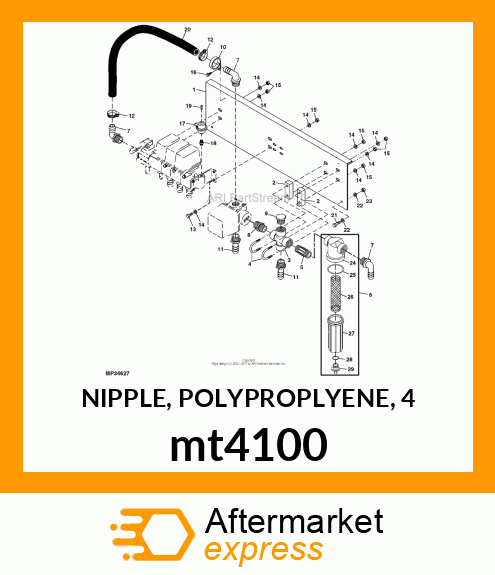 NIPPLE, POLYPROPLYENE, 4 mt4100