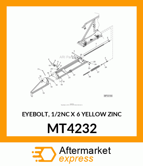 EYEBOLT, 1/2NC X 6 YELLOW ZINC MT4232