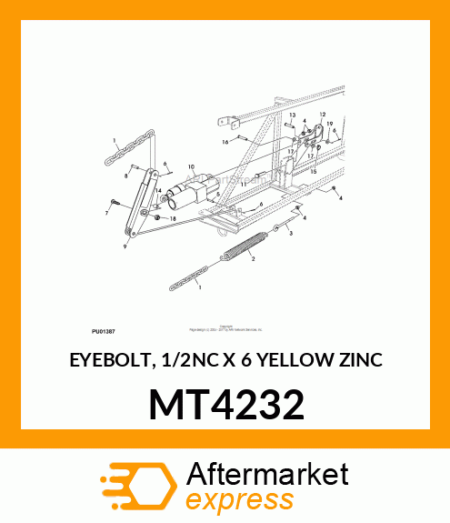 EYEBOLT, 1/2NC X 6 YELLOW ZINC MT4232