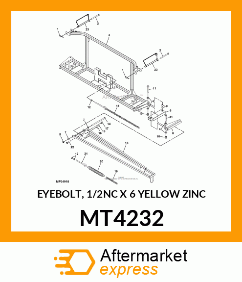 EYEBOLT, 1/2NC X 6 YELLOW ZINC MT4232