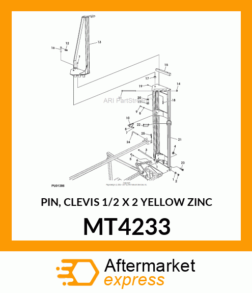 PIN, CLEVIS 1/2 X 2 YELLOW ZINC MT4233