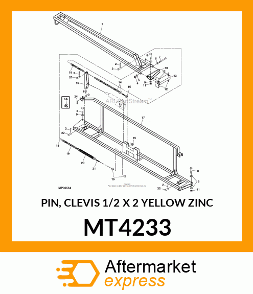 PIN, CLEVIS 1/2 X 2 YELLOW ZINC MT4233