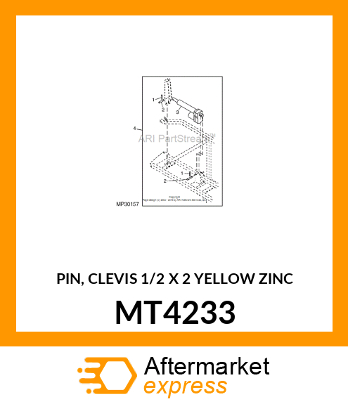 PIN, CLEVIS 1/2 X 2 YELLOW ZINC MT4233