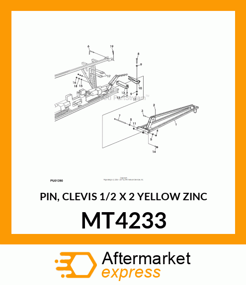 PIN, CLEVIS 1/2 X 2 YELLOW ZINC MT4233