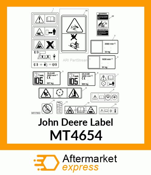 LABEL, WARNING (ENG/SP) W/O ROPS MT4654