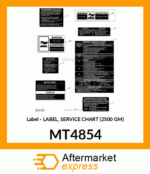 Label - LABEL, SERVICE CHART (2500 GM) MT4854