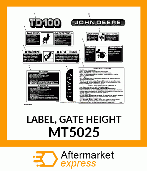 LABEL, GATE HEIGHT MT5025