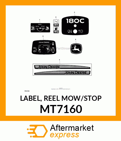 LABEL, REEL MOW/STOP MT7160