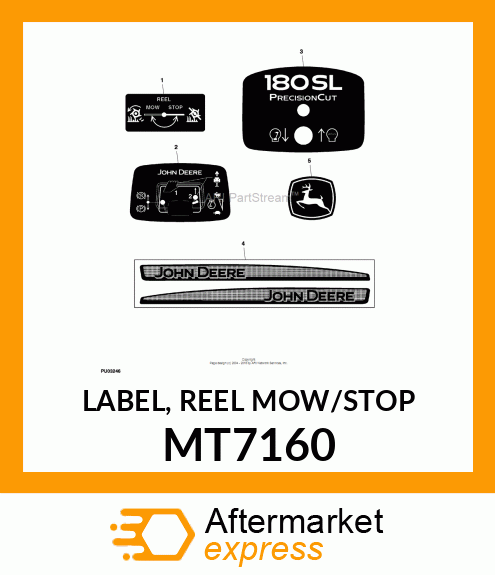 LABEL, REEL MOW/STOP MT7160