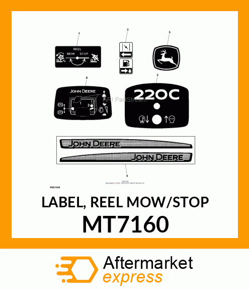 LABEL, REEL MOW/STOP MT7160