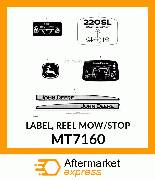 LABEL, REEL MOW/STOP MT7160