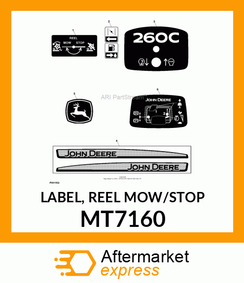 LABEL, REEL MOW/STOP MT7160