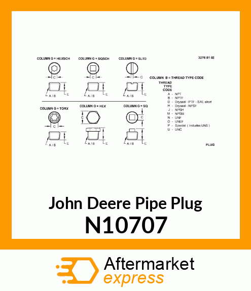 1/8 PIPE PLUG N10707