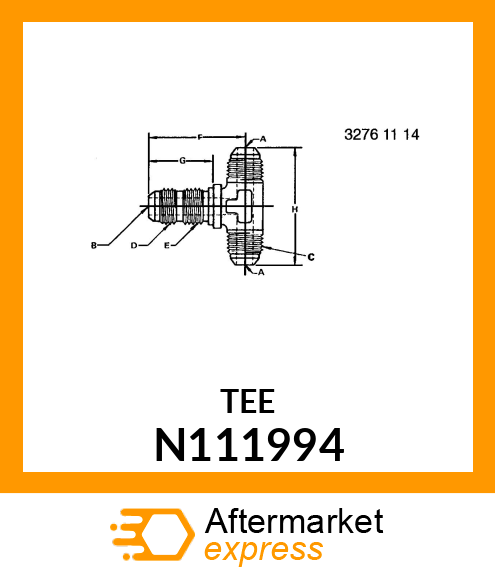 TEE FITTING, BULKHEAD, 37 DEG JIC N111994