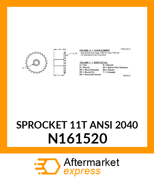 SPROCKET 11T ANSI 2040 N161520