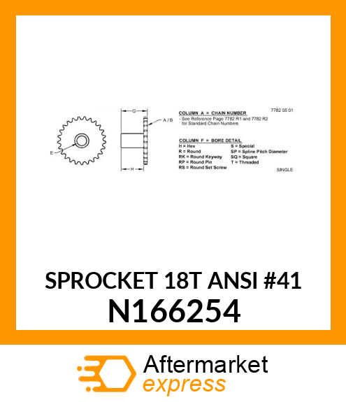 SPROCKET 18T ANSI #41 N166254