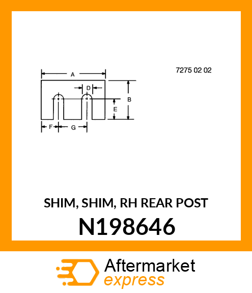 SHIM, SHIM, RH REAR POST N198646