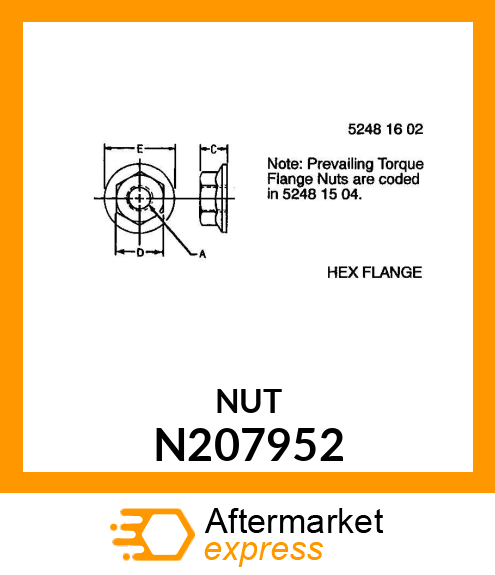 NUT,HEX FLNG M16 CL10 JDN389 N207952