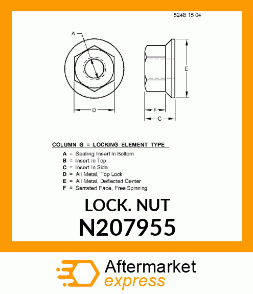 NUT,HEX FLNG M8 NYLOCK CL10 JDN389 N207955