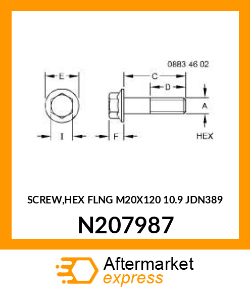 SCREW,HEX FLNG M20X120 10.9 JDN389 N207987