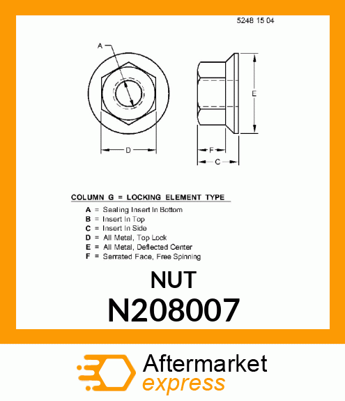 NUT,HEX FLNG M8 SERR CL10 JDN389 N208007